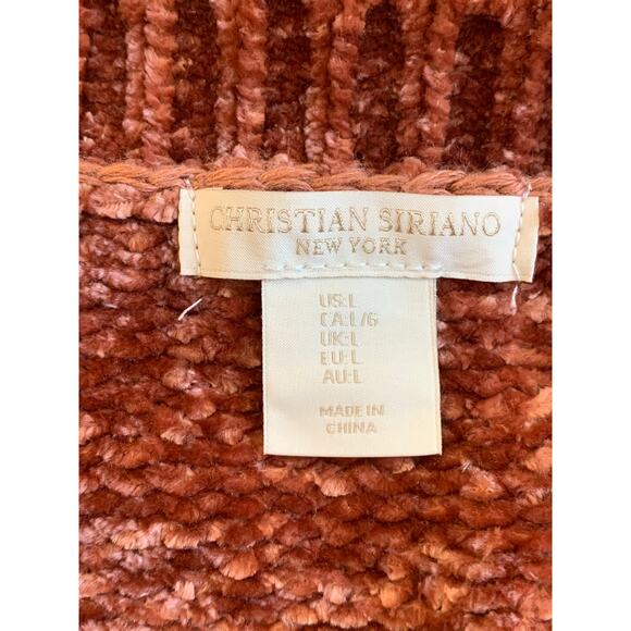 Christian Siriano Women's Chunky-Knit Chenille Sweater Redish Brown Size L - Picture 3 of 4